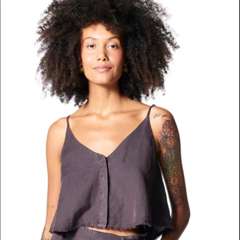 YFB Young Fabulous & Broke Rehan Swing Tank Cami Top Shirt Dark Brown NWT M